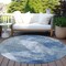 Homeroots 8' Blue And Gray Round Geometric Washable Indoor Outdoor Area Rug 602835 - alternate 8