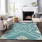 Homeroots 3' X 5' Teal Blue And Ivory Tribal Washable Indoor Outdoor Area Rug 598154 - alternate 5