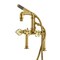 Kingston Brass 7" Center Deck-Mount Clawfoot Tub Faucet with Knurled Handle and Hand Shower, Brushed Brass AE6407RKX - alternate 1