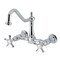 Kingston Brass Two-Handle Wall Mount Bridge Kitchen Faucet, Polished Chrome KS1241NX - alternate 1