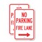 Signmission No Parking Fire Lane With Right Arrow, 18'' X 24'' 2 Signs, Heavy Gauge Aluminum, 2PK A-1824-2PACK-23735 - alternate 1