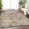 Homeroots 9' X 12' Terra Cotta Beige And Teal Blue Geometric Washable Indoor Outdoor Area Rug 603285 - alternate 7