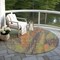 Homeroots 8' Orange And Teal Blue Round Abstract Washable Indoor Outdoor Area Rug 616162 - alternate 5