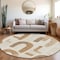 Homeroots 8' Ivory Khaki And Beige Round Geometric Washable Indoor Outdoor Area Rug 618102 - alternate 6