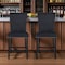 Homeroots Set of Two 25" Black Wood and Velvet Counter Height Bar Chairs 564781 - alternate 1
