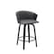 Homeroots 26" Gray and Black Faux Leather Counter Height Swivel Bar Chair 534419 - alternate 8