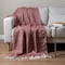 Homeroots 50" X 60" Brick Red And White Chevron Cotton Throw Blanket with Fringe 518775 - alternate 2