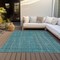 Homeroots 10' X 14' Teal Blue Gray And Brown Striped Washable Indoor Outdoor Area Rug 597438 - alternate 7