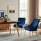 Homeroots Set of Two Navy Blue And Gold Upholstered Velvet Dining Side Chairs 535385 - alternate 1