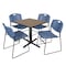 Regency Square Cain Breakroom Table W/ 4 Zeng Stack Chairs, 30 in W, 30 in L, Noble Oak TB3030NO44BE - alternate 1