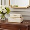 Homeroots Set of Two Cream And Gold Striped Nesting Storage Boxes With Lids, 2PK 712926 - alternate 4