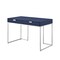 Homeroots 45" Navy Blue and Silver Wood and Stainless Steel Writing Desk With Two Drawers 543810 - alternate 5