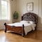 Homeroots Dark Brown and Cherry Blossom Pink Tufted Upholstered Faux Leather No Bed 376957 - alternate 6
