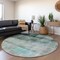 Homeroots 8' Round Teal Round Ombre Washable Non Skid Indoor Outdoor Area Rug 563687 - alternate 6