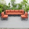 Leisuremod Chelsea 6-Piece Patio Sectional Black Aluminum With Orange Cushions CSBL-6OR - alternate 8