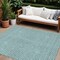 Homeroots 10' X 14' Teal Blue And Silver Geometric Washable Indoor Outdoor Area Rug 594514 - alternate 1