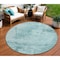 Homeroots 8' Blue And Ivory Round Abstract Washable Indoor Outdoor Area Rug 602745 - alternate 1