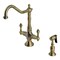 Kingston Brass Two-Handle Single-Hole Kitchen Faucet with Brass Sprayer, Antique Brass KS1773ALBS - alternate 1
