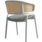 Leisuremod Ervilla Dining Arm Chair with Leather Seat and White Steel Base in Black ECW-20GR-L - alternate 9