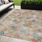 Homeroots 5' X 8' Terra Cotta Beige And Teal Blue Geometric Washable Indoor Outdoor Area Rug 603282 - alternate 1