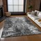 Homeroots 9' X 12' Gray Charcoal And Silver Abstract Washable Indoor Outdoor Area Rug 582924 - alternate 4