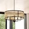 Vaxcel Berens 5 Light Matte Black Modern Farmhouse Drum Pendant Fixture with Rattan Cane Shade P0395 - alternate 7