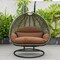 Leisuremod Charcoal Wicker Hanging 2 person Egg Swing Chair, Brown ESCCH-57BR - alternate 5