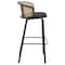 Leisuremod Ervilla Wicker Bar Stool with Fabric Seat and Black Powder Coated Steel Frame, Black EBBL-31BL - alternate 8