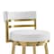 Homeroots 26" White and Gold Faux Leather and Stainless Steel Low Back Counter Height Swivel Bar Chair 569168 - alternate 7