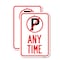 Signmission Anytime No Parking Symbol, 18'' X 24'' 2 Signs, Heavy Gauge Aluminum, 2PK A-1824-2PACK-24342 - alternate 1