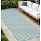 Homeroots 12' Aqua And Ivory Geometric Indoor Outdoor Runner Rug 564116 - alternate 1