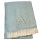 Homeroots 55" X 70" Sky Blue White Herringbone Cotton Blend A Initial Throw Blanket with Tassels Embroidery 680586 - alternate 1