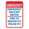 Signmission Emergency Shut-off Switch Fire 911 Rescue 911 Poli Aluminum, 18" x 24", A-1824-25216 A-1824-25216 - alternate 2