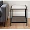 Homeroots 22" Black And Clear Glass And Steel Square End Table With Shelf 544182 - alternate 1