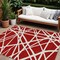 Homeroots 8' X 10' Red And Ivory Geometric Washable Indoor Outdoor Area Rug 600489 - alternate 1