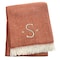 Homeroots 55" X 70" Terra Cotta White Herringbone Cotton Blend S Initial Throw Blanket w/ Tassels Embroidery 680596 - alternate 6