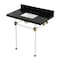 Kingston Brass 36" Black Granite Console Sink with Acrylic Legs, 8-Inch, 3-Hole, Black Granite/Brushed Brass KVPK36KASQ7 - alternate 1