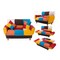 Homeroots 46in Yellow and White And Brown Linen Geometric Futon Convertible Sleeper Loveseat and Toss Pillows 484411 - alternate 3