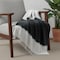 Homeroots 50" X 60" Black and White Woven Cotton Ombre Throw Blanket with Fringe 516579 - alternate 3