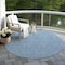 Homeroots 8' Denim Blue Black And Ivory Round Geometric Washable Indoor Outdoor Area Rug 596724 - alternate 6