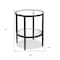 Homeroots 24" Black And Clear Glass And Steel Round Mirrored End Table With Shelf 544189 - alternate 7