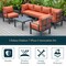 Leisuremod Chelsea 7-Piece Patio Sectional And Coffee Table Set Black Aluminum With Orange Cushions CSTBL-7OR - alternate 6