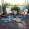 Homeroots 8' Charcoal Copper And Teal Blue Round Abstract Washable Indoor Outdoor Area Rug 599546 - alternate 5