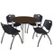 Regency Round Kee Breakroom Table W/ 4 M Stack Chairs, 48 in W, 48 in L, Neo Walnut TB48RNDNWBPCM47BK - alternate 1