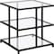 Homeroots 24" Black And Clear Glass And Steel Square End Table With Two Shelves 544185 - alternate 7