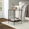 Homeroots 22" Black And Clear Glass And Steel Round End Table With Shelf 544199 - alternate 6