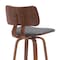 Homeroots 30" Gray And Wood Brown Faux Leather Swivel Low Back Bar Height Bar Chair 534435 - alternate 7