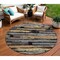 Homeroots 8' Black Gold And Brown Round Striped Washable Indoor Outdoor Area Rug 616642 - alternate 1