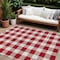 Homeroots 10' X 14' Red And Ivory Plaid Washable Indoor Outdoor Area Rug 595432 - alternate 1