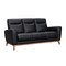 Homeroots 83" Black Leather Sofa With Brown Legs 546407 - alternate 6